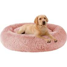 Calming Dog Bed (S/M/L/XL) For Medium And Large Dogs, Comfortable Faux Fur Donut Cuddler Up To 15/30/50/90lbs - Đỏ - Xem 8