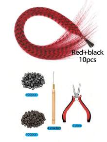 带接发工具的羽毛假发 Y2K 风格红紫蓝绿渐变色长直发假发合成羽毛接发，适合女性女孩日常派对万圣节圣诞节节日彩色假发 - 彩色 - 查看 17