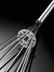 1pc Stainless Steel Spring Handle Manual Egg Beater, Cream Whipper, Baking Tool - Silver - View 7