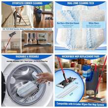 6 Pack Mop Pads Compatible With O - Cedar H2pro Flat Mop System, Washable Reusable Microfiber Mop Replacements Hardwood Floor Cleaning - 6 - 查看 2