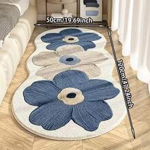 Una alfombra lavable con forma asimétrica floral de estilo francés, fresca y sencilla, decoración de dormitorio al estilo de pintura al óleo, alfombra mullida y suave para la sala de estar y el alféizar de la ventana, material de imitación de cachemira súper absorbente, muy adecuada para la decoración del hogar en la sala de estar, dormitorio, estudio, baño y oficina, 1000 gramos por metro cuadrado, decoración ideal para fiestas y vacaciones - Multicolor - Ver 21