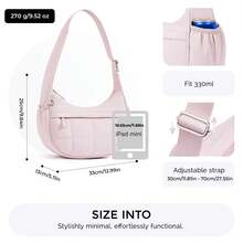 Nylon Shoulder Bag For Women, Large Quilted Crescent Bag, Triple Zip Pocket Small Puffer Bag For Travel / Fitness, Fashion Lightweight Tote Bag Traveling Hiking Casual Daypack Unisex - Multicolor - View 5