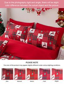 2 fundas de almohada con estampado de renos y calcetines navideños a cuadros, sin relleno, suaves y transpirables, adecuadas para Navidad y uso diario en la sala de estar, dormitorio, sofá, decoración del hogar, funda de almohada para el coche, lavable a máquina. Para ropa de cama del hogar y artículos esenciales para dormitorio, certificado Oeko-Tex.