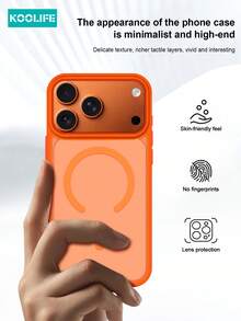Koolife 1pc Apple 17Pro Skin-Friendly 2-In-1 Magnetic Phone Case, PC+TPU Matte Back Cover, Compatible With Apple 17ProMax/17/17Pro/17Air/14/14Pro/14ProMax/15/15Pro/15ProMax/16/16Pro/16ProMax/16e - Orange - View 6