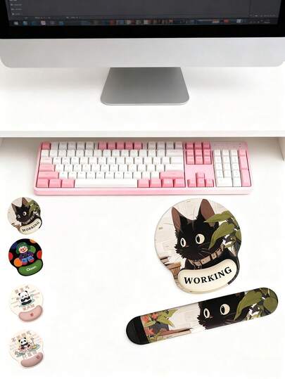 Cute Cat Anti-Slip Silicone Wrist Rest Pad, Mouse Pad For Office, Laptop, Computer Keyboard