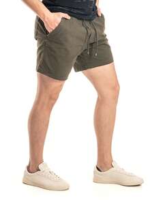 SAINT ELIAN Men's Elastic Colorful Twill Chino Shorts - xanh quân đội - Xem 4