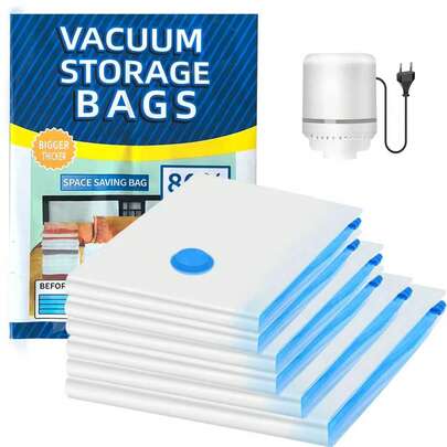 Vacuum Bags For Clothes, With Portable Electric Pump, 6 Vacuum Bags For Clothes, Blankets, Comforters, Quilts, Travel (1 Extra Large, 1 Large, 2 Medium And 2 Small)