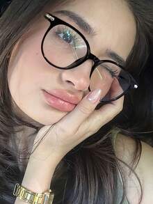 1 Pair Women's Acrylic Casual Colorblock Round Frame Fashion Lightweight Glasses, Suitable For Daily Reading And Commuting - Multicolor - View 12