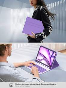 Keyboard Case For IPad (A16) 11th Generation 10th Generation, 7th/8th/9th, Air 4th/5th/(M2) 2024 / (M3) 2025, Pro 11 (2018/2020/2021/2022) With PU Leather Cover, Detachable Wireless Keyboard Battery 150mAh & Built-In Pencil Holder, Lilac Purple