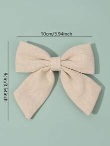 2pcs Ivory Bow Hair Clips, Wedding & Party Favor Gifts For Kids - Beige - View 6