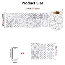 1pc Gray & White Floral Pattern Wall Sticker, Elegant PVC Self-Adhesive Removable Flat Wall Paper, Suitable For Home, Kitchen, Room, Wall Decor - Multicolor - View 10