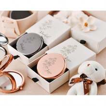 Custom Pocket Mirror With Engraved Name, Personalized Bridesmaid Makeup Mirror, Gift Box Included, Bridal Shower, Wedding Keepsake,Prom Gift - Multicolor - View 2