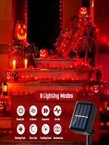 Zewnętrzne lampki solarne, 50/100/150/200/300 LED z miedzianym drutem | Lampki ogrodowe, 8 trybów, gwiaździste światła, wodoodporne, IP65, dekoracyjne lampki świąteczne w kształcie wróżek, na zewnątrz, wesele, do domu, na wesele, do ogrodu, na trawnik, na imprezę, na Halloween (ciepła biel/biel/kolorowe/czerwone/niebieskie/różowe)