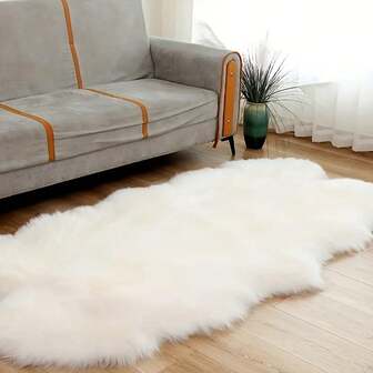 白色人造毛皮地毯，卧室长毛绒地毯，客厅蓬松地毯，宿舍装饰地毯，可水洗豪华家用地毯