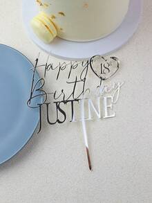 个性化生日快乐蛋糕装饰定制姓名和年龄金色镜面生日蛋糕装饰生日派对装饰 - B 型 - 查看 7