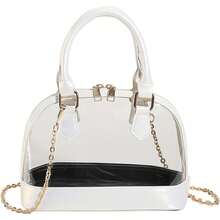Clear Crossbody Bag For Women - Transparent Shell Shaped Purse With Chain Strap, PVC Concert Festival Bag - 白色 - 查看 2