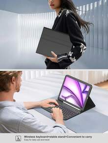 This Keyboard Case Is Compatible With IPad (A16) 11th Gen, 10th Gen, 7th/8th/9th Gen, IPad Air 4th/5th Gen/(M2) 2024/(M3) 2025, IPad Pro 11-Inch (2018/2020/2021/2022). It Is Made Of PU Leather Material, With A Detachable Wireless Keyboard, 150mAh Battery, And Built-In Apple Pencil Storage Slot. Color: Black.