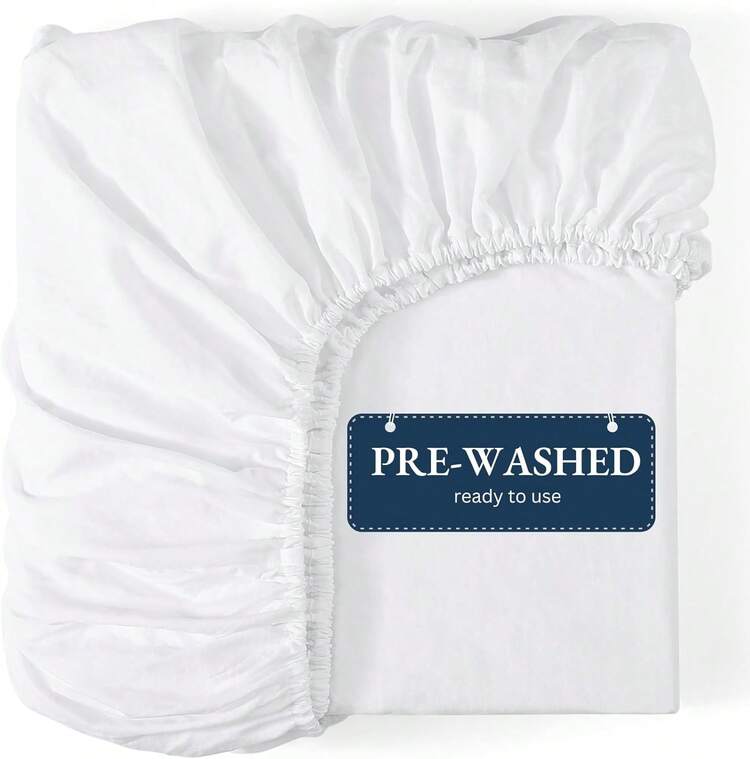 Fitted Sheet Double, White - Pre-Washed, Deep Pocket 14 Inch (35 Cm) - Easy Care - Soft Brushed Microfibre Fabric - Shrinkage And Fade Resistant - Bottom Sheet - 玫瑰黎明 - 查看 9