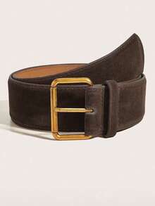 1 条咖啡色毛绒复古休闲 PU 皮带，适合秋冬装 - 咖啡 - 查看 14