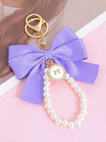 1pc Bow Knot Woven Keychain, Fashion Bag Charm & Car Chain Accessory Women - Multicolor - View 9