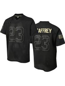 Atonmore Men's 23 Black American Football Jersey Casual Short Sleeved Embroidered Stitching V-Neck T-Shirt Party Rugby Sports Top - Black - View 1