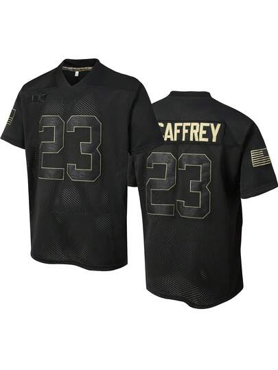 Atonmore Men's 23 Black American Football Jersey Casual Short Sleeved Embroidered Stitching V-Neck T-Shirt Party Rugby Sports Top