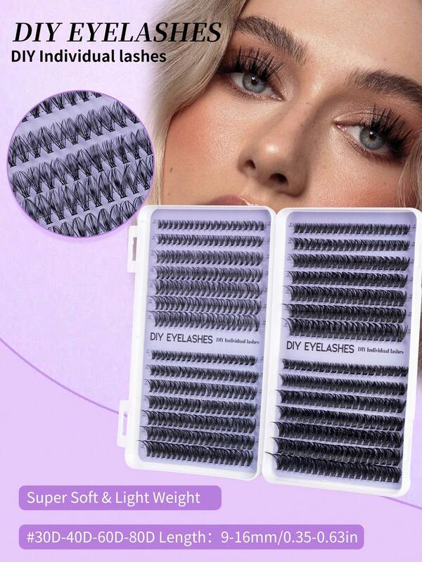 560 pièces Livre de faux cils bouclés, extension de cils DIY, plateau mélangé de faux cils longs individuels, extension de bouquet de cils, grande capacité d'extension de bouquet de cils DIY, convient aux débutants, doux et confortable, facile à utiliser, convient pour un port quotidien, femmes, voyage, cadeaux