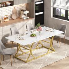 Dining Tables - White+Gold + MDF + European - View 12