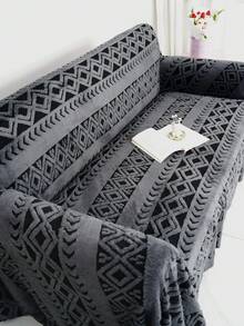 1pc Striped Sofa Cover, Thick Plush Pet-Proof High-End Full Sofa Slipcover