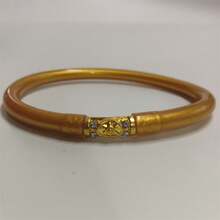 1pc Plastic & Silicone Gold Bangle Bracelet, Hexagram Charm Bracelet Suitable For Women's Daily Wear