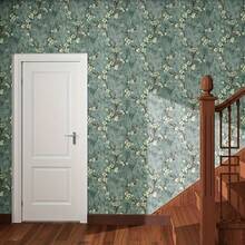 1 Rolle Landhaus-Stil Pflaumenblüten Muster selbstklebende Vliestapete, leicht zu reinigen, geeignet für Wohnzimmer, Küche, Schlafzimmer, Möbeldekoration Zuhause und im Studentenwohnheim