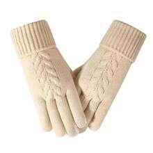 Women's Knitted Gloves, Thickened Double-Layer Warm Gloves For Outdoor Cycling, Touchscreen Gloves For Winter
