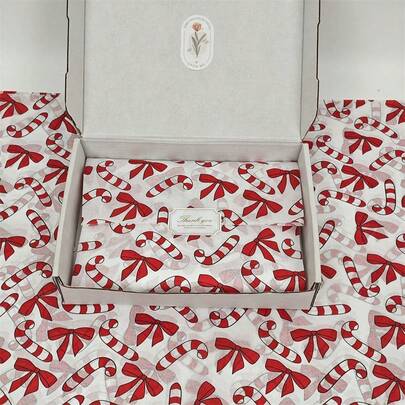 30pcs Christmas Gingerbread Man Tissue Paper - 20x34 Inches Gingerbread, Polka Dot & Bow Design, Lightweight Protective Packaging, Santa Claus, Christmas Stockings, Lights, Christmas Tree Leaves, For Gift Wrapping, Christmas Decorations, Holiday Party Gift Wrapping Essential