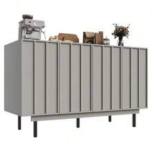 Esszimmerschrank (140*38,5*82,5cm), Esszimmer-Wohnzimmer-Aufbewahrungsschrank, einzigartiges Design, Schranktürdesign, freistehender Schrank, Minimalistisches Sideboard,Schwarz