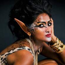 CLOUDRIVER Brown Tan Dark Ears - Halloween Renaissance LARP Masquerade Fairy Cosplay Ears Black Skin - E - Brown 6 Pairs Elf Ears - 查看 7