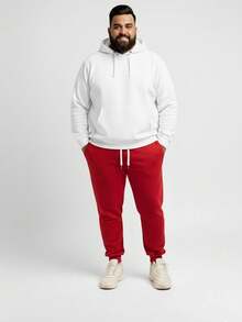 Men's Plus Size Jogger Sweatpants In Flannel Fabric With Pocket | Warm Oversized Pants For Men - 紅色 - 查看 2