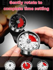 1 st mekanisk timer med magnetisk baksida, kökstimer, matlagningstimer, rund timer i rostfritt stål, matlagningsklocka med 60 minuters nedräkning, inget batteri krävs, påminnelse för kökstidtagning, lämplig för kök, matlagning, gym, klassrum, kontor, restaurang, bakning etc.