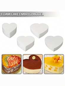 1pc Foam Cake Dummies, Styro- Foam Heart-Shaped Fake Models Polystyrene Embryo Cake Decorating Practice Cake Modelling For Valentines Day Wedding Display - Multicolor - View 3