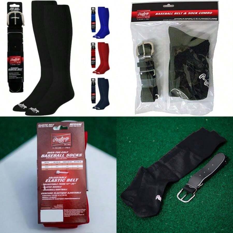 Rawlings | Belt & Socks Combo | Baseball/Softball | Multiple Sizes & Colors(Black Small) - Type1 - View 1