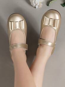 Girls' Casual Minimalist Outdoor Leisure Shoes, Fashionable Comfortable Versatile Gold Flat Shoes - Gold - View 8