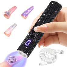 1pc Mini UV LED Nail Lamp, Portable, Suitable For Nail Polish Gel, Fast Drying, Rechargeable Curing UV Light With LED Display, Manicure Tool - Black - View 9
