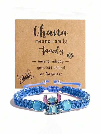 1pc Blue Knitted Bracelet, Cartoon Handmade Woven Wristband, Suitable For Daily Wear Or Event Gift