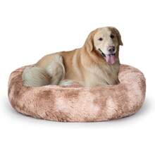 Oval Calming Donut Cuddler Dog Bed, Shag Faux Fur Washable Round Pillow Pet Bed For Small Medium Dogs (XXL(43"X34"X8"), Light Brown), Popular In 2025 - Beige2021 - View 1