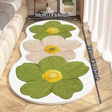 Una alfombra lavable con forma asimétrica floral de estilo francés, fresca y sencilla, decoración de dormitorio al estilo de pintura al óleo, alfombra mullida y suave para la sala de estar y el alféizar de la ventana, material de imitación de cachemira súper absorbente, muy adecuada para la decoración del hogar en la sala de estar, dormitorio, estudio, baño y oficina, 1000 gramos por metro cuadrado, decoración ideal para fiestas y vacaciones - Multicolor - Ver 22