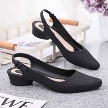 Sandalias mujeres de moda de verano con talón medio Baotou zapatos individuales gruesos con talón poco profundo trabajo social con zapatos de lluvia de suela blanda, Zapatos de tacón de mujer