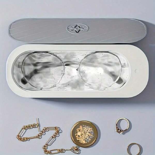 Dispositif de nettoyage à 360° tout-en-un pour bijoux et lunettes - Appareil électronique polyvalent pour les soins personnels et la maison, fonctionnant sur piles (AAA), avec couvercle (piles non incluses), bijoux