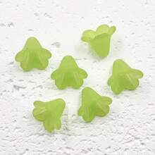 50pcs 10*14mm Transparent Frosted Acrylic Beads Morning Glory Shape Bead Caps Loose Spacer Beads For DIY Jewelry Making Necklace Bracelet - màu xanh lá - Xem 10