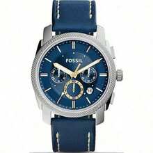 Fossil Men's Quartz Leather Three-Hand Watch Stainless Steel Case/Scratch Resistant Glass FS5232/FS5262/FS5361 - Blue - View 1
