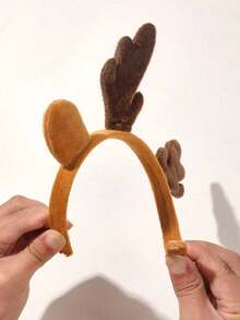 Christmas Cute Orange Deer Ear & Antler Plush Photo Prop Hair Hoop, Holiday Costume Accessory, Hair Accessory ,Christmas Costumes Holiday Essential ,Hair Band ,Diadema