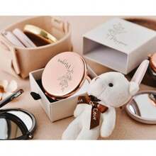 Custom Pocket Mirror With Engraved Name, Personalized Bridesmaid Makeup Mirror, Gift Box Included, Bridal Shower, Wedding Keepsake,Prom Gift - Multicolor - View 6